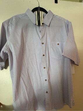 Campia XL Short Sleeve Dot-Print Shirt in Light Blue NWT
